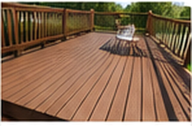 Freshly stained outdoor deck