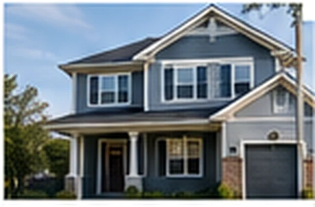 Blue two-story house with painted exterior